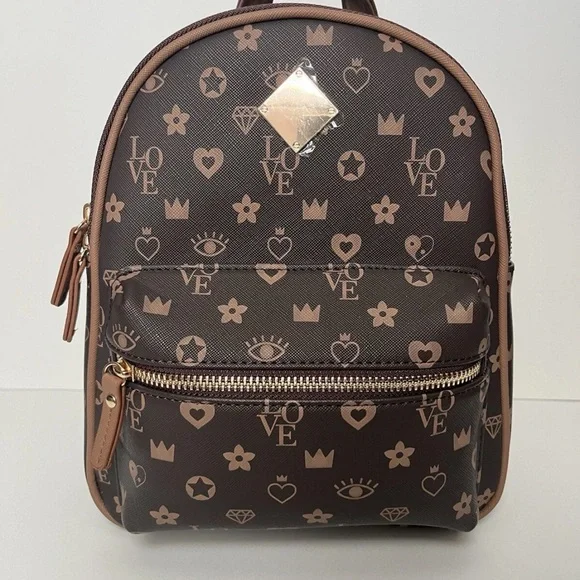 ‼️FINAL PRICE DROP‼️BNWT icon Brown Patterned mini Backpack - Picture 1 of 8